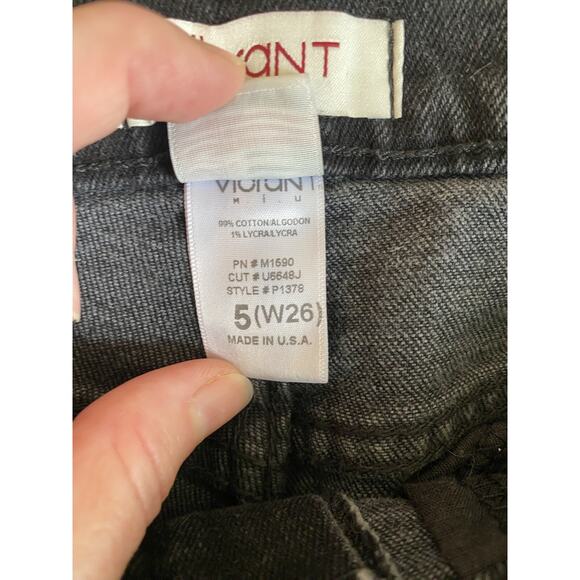 Vibrant Jeans Womens Size 5 Distressed Black Denim Thrashed Vintage USA Made - Picture 5 of 13